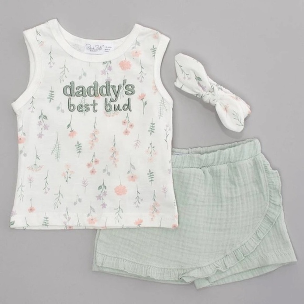 Rene Rofe dad's best bud tank top and skort set with headband 2T